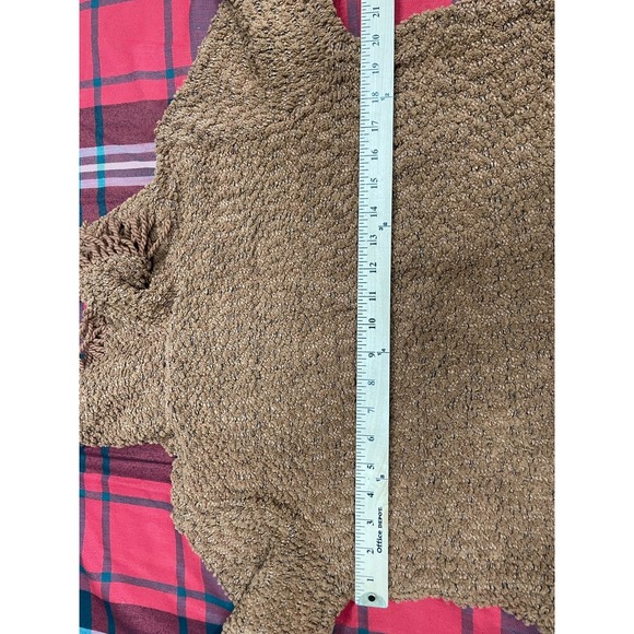 Ali Miles Women's PL Brown Sweater Cotton Fringe Boho Classic Holiday Outdoor - Picture 5 of 9